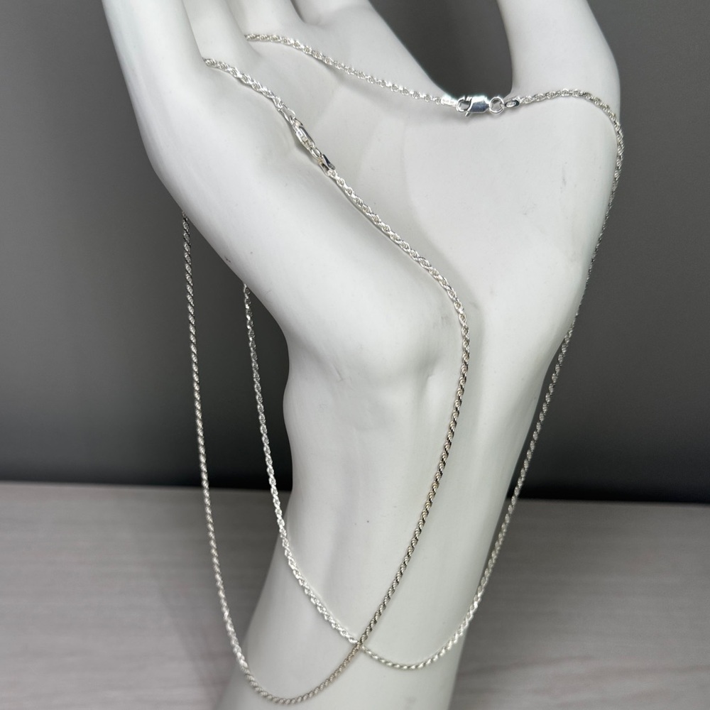 925 Sterling Silver Italian Twisted Rope Necklaces Set of Two 18” and 20”